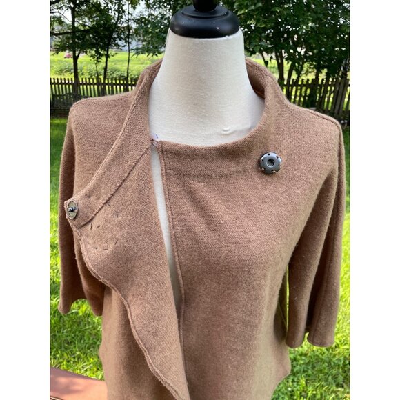 JM Collection Petite Wool Cardigan With Embellished Collar P/L - Picture 8 of 9